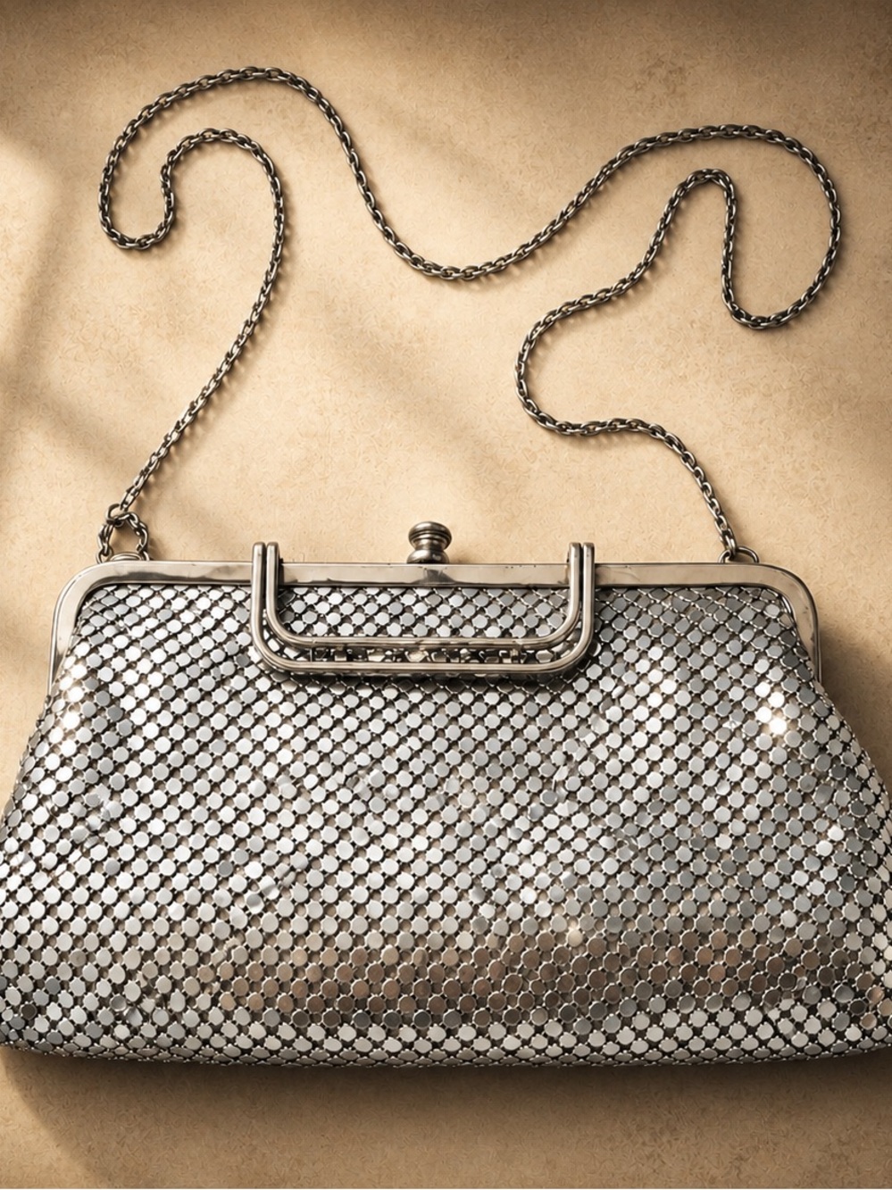 Vintage Silver Mesh Evening Clutch